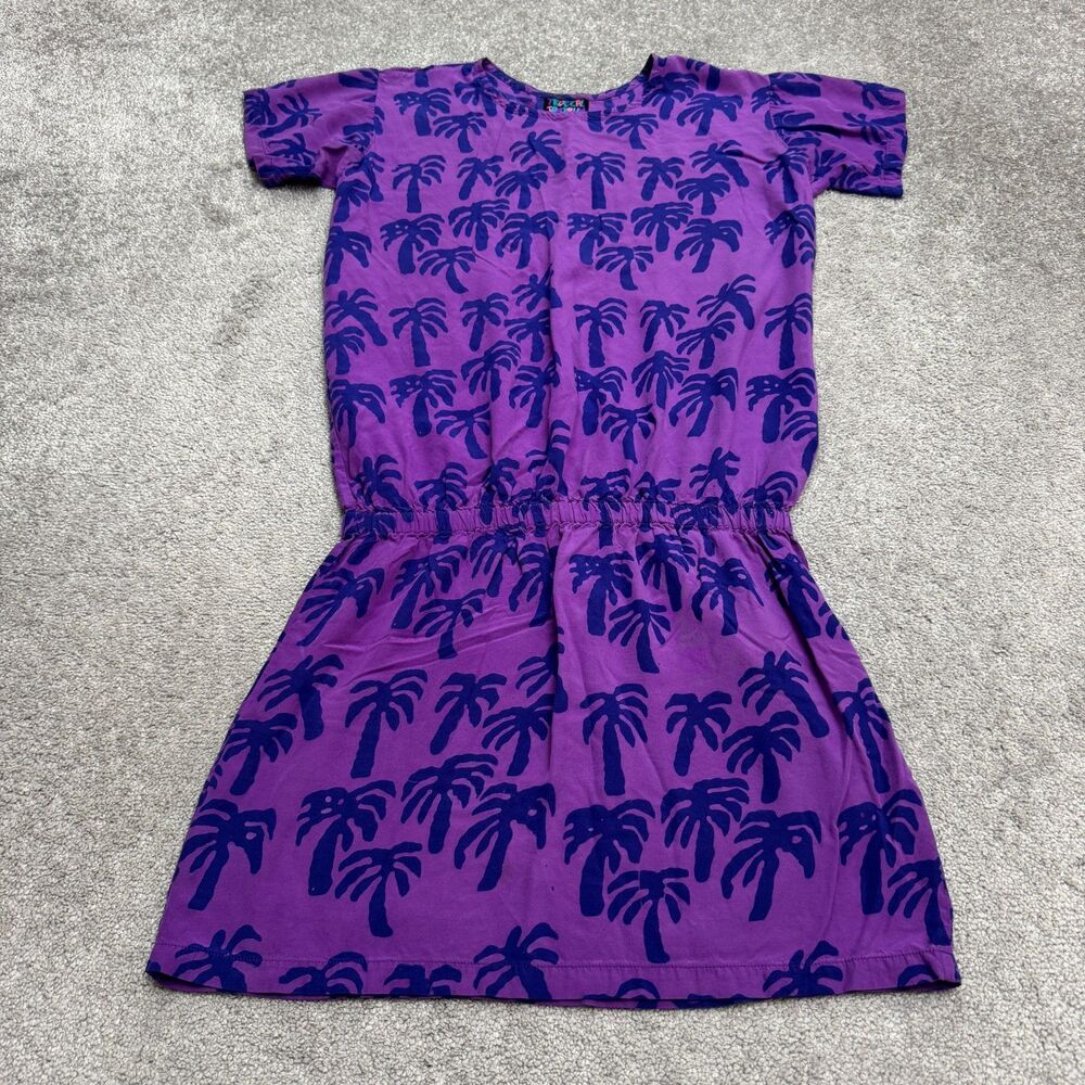 Vintage 90s Tropical Tantrum Hawaii Mini Dress Womens XS Purple Palm Trees Boho
